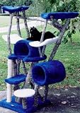 Cradle in the Sky 6 Level Rustic Cat Tree : Color BEIGE : Leg Covering SISAL ROPE ON ONE LEG : Size 3 CRADLES, 2 ROUND, 1 PAGODA, 1 TUNNEL