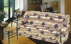 3PCS PURPLE ROSE SOFA /LOVESEAT / CHAIR SLIP COVER