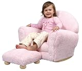 Product details for Kidkraft Pink Chenille Rocker with Ottoman Set:pink