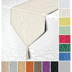 Streifen Damast EDEL TISCHL�UFER -Farbe w�hlbar- 30 x 200 - CREME *Beautex*