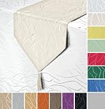 Streifen Damast EDEL TISCHL�UFER -Farbe w�hlbar- 30 x 200 - CREME *Beautex*