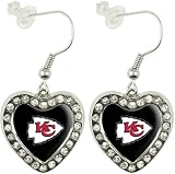 NFL Kansas City Chiefs Crystal Heart Earrings with Team Logo