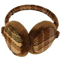 Winter Plaid Ski Earmuff Ear muff Warmer Zig Adjustable Brown