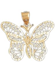 Dazzlers Solid 14k Gold Filigree Butterfly Charm Pendant Available in three colors from jewelsberry (weights: 2.4 grams only)