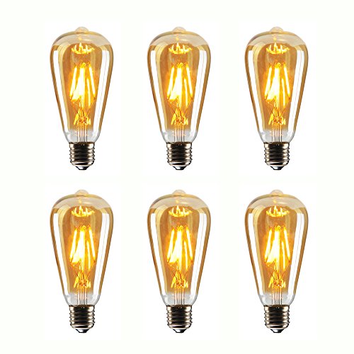 Cmyk® Dimmable ST64 4W Clear Vintage LED Edison Bulb 40W Equivalent, 2200K, E26 Base (6, 4W)
