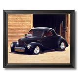 Vintage 1941 Willy Coupe Car Picture Black Framed Art Print