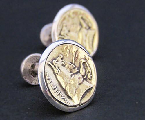Sterling silver cufflinks, with replica of ancient coins, 3rd century BC