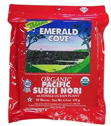 Emerald Cove Silver Grade Organic Pacific Sushi Nori (Dried Seaweed), 50-Count Sheets (Pack of 4)