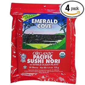 Emerald Cove Silver Grade Organic Pacific Sushi Nori (Dried Seaweed), 50-Count Sheets... by Emerald Cove