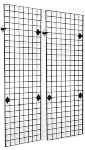 2' x 6' Grid Panel Wall Display Kit, 2-Pack. Matte Black