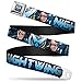 Buckle-Down Seatbelt Belt - NIGHTWING Poses/Logo Black/Blues - 1.5