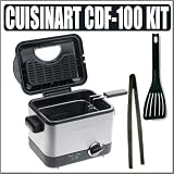 stainless-steel-deep-fryer Cuisinart CDF-100 Compact 1.1-Liter Deep Fryer (Brushed Stainless Steel) + Utensil Kit