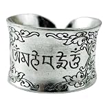 WhiteMetalOmManiPadmeHumTibetanRing