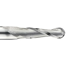 Precision Twist EB3302 Solid Carbide End Mill, Uncoated (Bright) Finish, 2 Flute, Ball End
