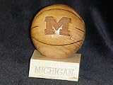 Michigan Wolverines Laser Engraved Solid Cherry Wood Basketball by Gridworks