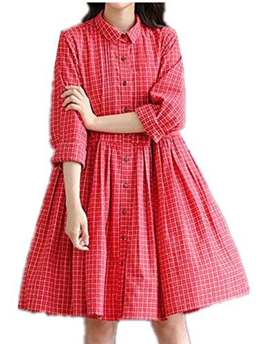 【TPGROWIN】 マタニティ ウェア ワンピース コットン ストライプ 花柄 チェック柄 フレア 森ガール 出産 外出着 妊婦服 全4色