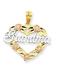 14k Two Tone Gold and Rhodium Grandma Heart Pendant. Metal Wt- 1.12g