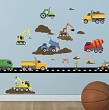 Construction Wal Decals ~Trucks & Vehicles Peel n' Stick