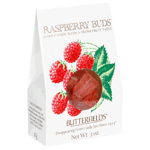 Butterfields Candy, Raspberry Buds, 3-Ounce Boxes (Pack of 24) by Butterfields Candy