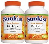 Sunkist Ester-C Tablets, 500 mg, 2-Count Packages of 60-Count Bottles (Pack of 3)