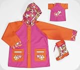 Playshoes -Regenjacke mit Blumen ,Gr. 98 ,orange/ pink