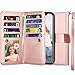 Njjex iPhone X Case, For iPhone XS Wallet Case, PU Leather [9 Card Slots] ID Credit Folio Flip Cover [Detachable] [Kickstand] Magnetic Phone Case & Wrist Lanyard For iPhone X 2017/ XS 2018 [Rose Gold]