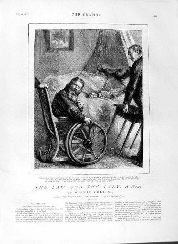 1874 Story Law Lady Sick Man Bed Wheelchair Old Print