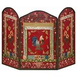Red Rooster 3 Panel Decorative Fireplace Screen