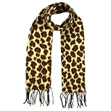 Cheetah Animal Print Soft Long Fleece Scarf W/ Fringe