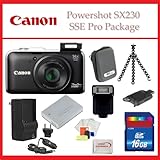 Canon Powershot SX230 HS Digital Camera SSE Ultimate 16GB Accessory Kit Inc ....