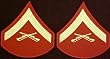 Gold on Red USMC Chevrons - Lance Corporal - Male