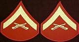 Gold on Red USMC Chevrons - Lance Corporal - Male