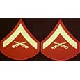 Gold on Red USMC Chevrons - Lance Corporal - Male