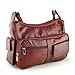 Goson Cowhid Leather Handbag Purse with Cell Phone Holder & Many Pocket