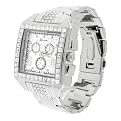 Geneva Platinum Mens Square Bezel Link Watch - 10"