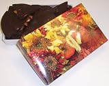 Scott's Cakes 1/2 lb. Dark Chocolate Almond Bark in a Fall Leaf Box