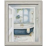 Blue Hydrangea Country Bath Room Wall Decor by Julia Hawkins Picture Art Print FRAMED by 
