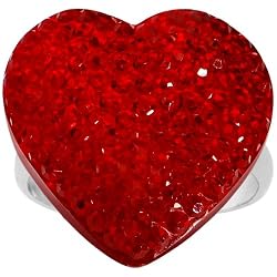 Red Sparkler Heart Adjustable Ring