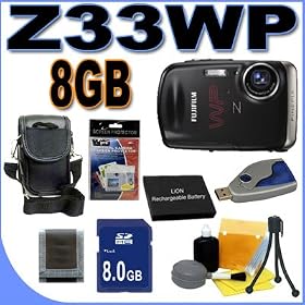 Fujifilm FinePix Z33WP 10MP Waterproof Digital Camera w/3x Optical Zoom (Black) 8GB Lithium Battery BigVALUEInc Accessory Saver Bundle Fujifilm FinePix Z33WP 10MP Waterproof Digital Camera w/3x Optical Zoom (Black) 8GB Lithium Battery BigVALUEInc Accessory Saver Bundle