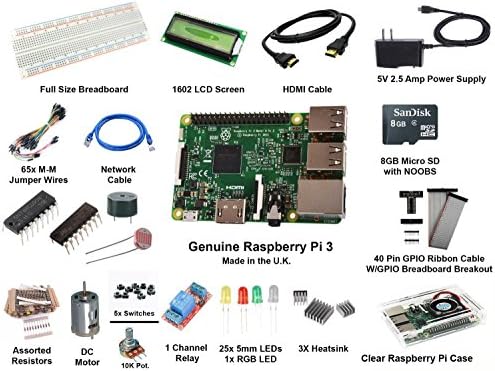 Raspberry Pi 3 Starter Kit - SD Card Noobs Wifi Breadboard 1602 HDMI GPIO