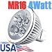 LED MR16 3200K Warm White Spotlight 12V 4W (340 Lumen - 50 Watt Equivalent) 60 Degree Beam angle