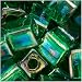 Miyuki 4mm Glass Cube Beads Transparent Emerald Green AB #179 10 Grams