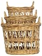 Natural Rattan Round Baskets Set / 3 Large = 22" x 16"H