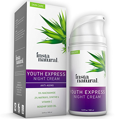 InstaNatural Night Cream - Best Moisturizer for Face - With 5% Niacinamide, Vitamin B3, Vitamin C, Argan & Rosehip Oil - Natural & Organic - Reduces Appearance of Acne, Skin Spots & Wrinkles - 3.4 OZ