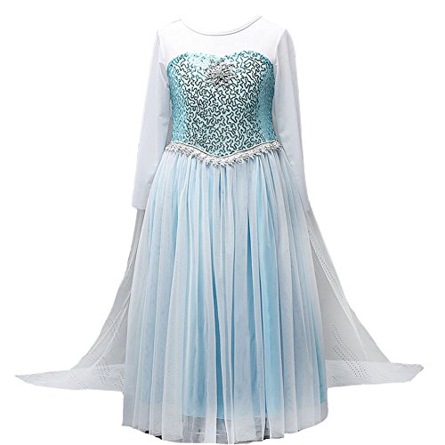 Girls Snow Queen Costume Elsa Dress Christmas Princess Dress Up