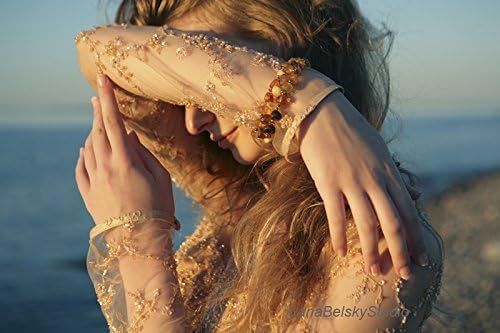 Handmade Baltic Amber and glass beads Bracelet, Jewelry Charm Fashion Lady Woman Gift