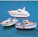 Wooden White & Green Yacht Boat Christmas Ornament #C0554