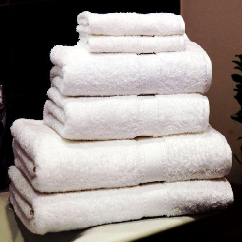 Luxury Hotel / Spa Collection - 6 piece White Terry Towel Set - Combo (Standard Size) - 100% Genuine Turkish Grown Cotton