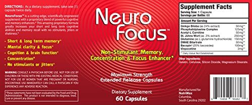 Neuro Focus - Stimulant Free Supplement to Support Enhanced Brain Functioning, Clarity, Increased Memory Retention and Focus