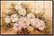 Burnished Roses by Carolyn Cook - Artwork On Tile Tumbled Marble Mural 16" x 24" Kitchen Backsplash